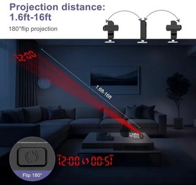 Ceas digital cu alarmă, cu proiecție DZ-673 și ecran LED de 7,9”
