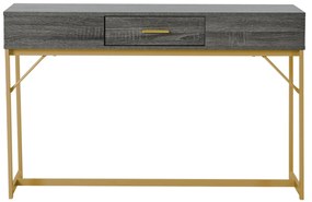 Masă consolă cu 1 sertar, structură din metal, 120×38×76 cm, Gri