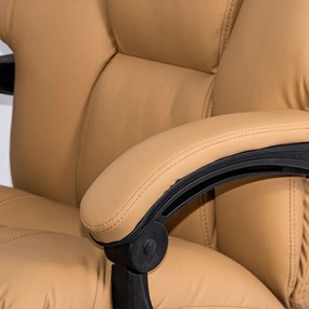 Scaun de birou cu masaj și încălzire din piele ecologică OFF 414 bej