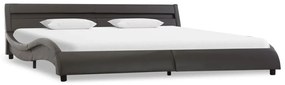 285695 vidaXL Cadru de pat cu LED, gri, 180 x 200 cm, piele ecologică