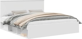 vidaXL Cadru de pat cu headboard Alb 180 x 200 cm Lemn de pin masiv