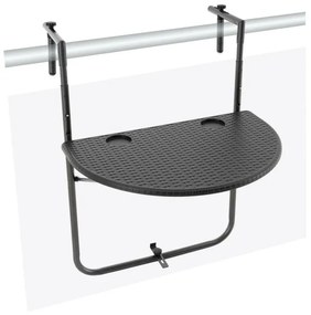 Masă suspendată pliabilă cu aspect de rattan - negru