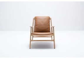 Fotoliu maro-natural cu tapițerie din piele Dedo – Gazzda