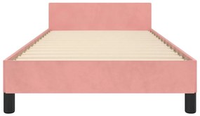 Cadru de pat cu tablie, roz, 80x200 cm, catifea Roz, 80 x 200 cm, Benzi orizontale