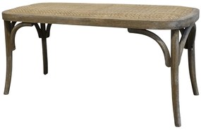 Bancheta din lemn de cauciuc, rattan si rachita , cu aspect vintage, Old French