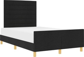vidaXL Cadru de pat cu headboard Negru 120 x 190 cm țesătură
