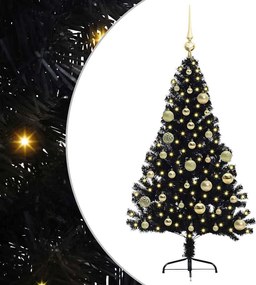 vidaXL Pom de Crăciun artificial pre-iluminat Negru 120 cm PVC