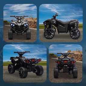 AIYAPLAY ATV Electric 6V pentru Copii, Vehicul cu 4 Roți cu Muzică și Faruri LED, pentru Vârste între 3-8 Ani, Negru | Aosom Romania