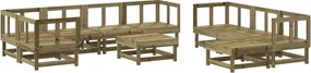 vidaXL Set mobilier relaxare de grădină, 10 piese, lemn de pin tratat