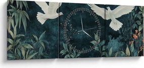 Tablou - Două porumbei (cu ceas) (90x30 cm)