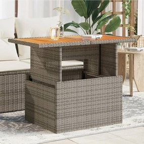 vidaXL Masă de grădină, gri, 100x55x73 cm, poliratan și lemn de acacia