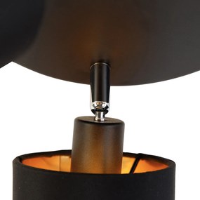 Spotlight modern negru cu interior auriu cu 3 lumini - Lofty