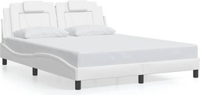 vidaXL Cadru de pat, Viana, fără saltea, alb, 160x200 cm, piele ecologică