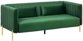 HOMCOM Canapea 3 Locuri Economie de Spatiu cu Perne Capitonate, Canapea Moderna cu Picioare din Otel si Tesatura din Catifea, 195x88x76 cm, Verde