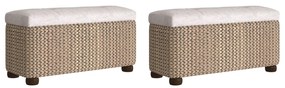 351812 vidaXL Bănci de depozitare, 2 buc., cu pernă gri, 69 cm, papură