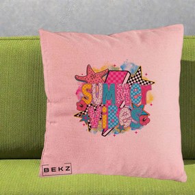 Perna Decorativa Summer Vibes Colorata, 40x40 cm, Roz, Husa Detasabila, Perna Inclusa, BEKZ®