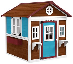 Outsunny Căsuță copii exterior casă de joacă exterioară cu ușă ferestre și jardiniere 114 x 126,4 x 135 cm Maro | Aosom Romania