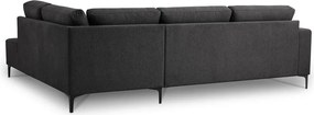Colțar gri antracit cu tapițerie din chenille (cu colț pe partea dreaptă/în formă de ”L”) Fabian – Scandic
