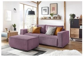 Taburet roz cu tapițerie din catifea reiată Nihad – Bobochic Paris