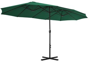 Umbrela de soare de exterior, stalp aluminiu, verde, 460x270 cm Lysegronn