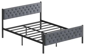 Pat metalic dublu KAROM 140x200 cm, gri, capacitate de încărcare 200 kg