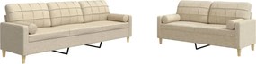 vidaXL Set de canapele cu perne decorative, 2 piese, crem, textil