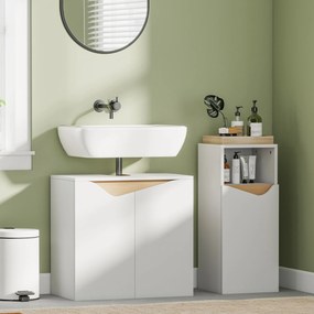 HOMCOM Dulap Sub Lavoar pentru Baie, Dulap de Depozitare cu Uși Soft-Close, pentru Lavoar fără Coloană, Alb | Aosom Romania