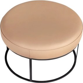 Bancheta rotunda tapitata cu piele naturala Maro