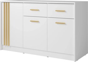 Comoda CANADA CD25, alb/auriu, PAL laminat, 150x42x94 cm