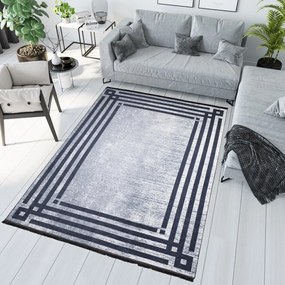 Covor gri trend cu finisaj antiderapant și model geometric Lăţime: 140 cm | Lungime: 200 cm