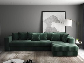 Colțar extensibil dumonde cu ladă de depozitare si sezut confortabil din spuma high-density, Gloria Ambience Green II 320x183 cm