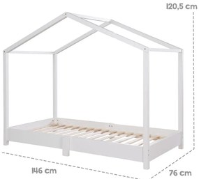 Pat pentru copii alb de tip casă 70x140 cm Montessori – Roba
