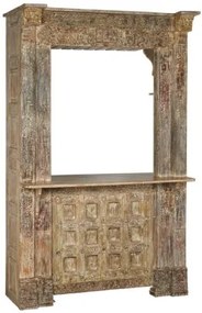 Consola de bar, din lemn de tec sculptat, piesa unicat, Maharaja