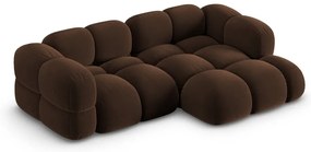 Colțar maro închis cu tapițerie din catifea (cu colț pe partea dreaptă/cu șezlong) Loretto – Cosmopolitan Design