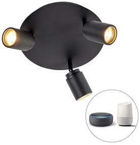 Spotlight inteligent pentru baie negru IP44 inclusiv 3 GU10 wifi - Ducha