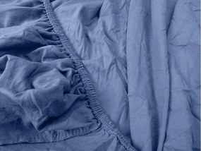 Cearsaf jersey cu lycra albastru 90 x 200 cm