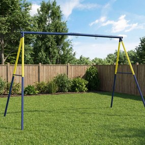 AIYAPLAY Cadru pentru Leagăn de Grădină pentru Copii, Structură din Oțel, Anti-UV, Impermeabil, Suportă 150 kg, cu 4 Cârlige pentru Leagăn Tip Cuib, Leagăn în U, Scară, 260x160x178 cm, Albastru | Aosom Romania