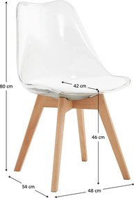 Scaun, transparent, acrilat/piele ecologică/fag, BALI 2 NEW