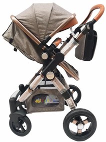 Carucior 3 in 1 cu landou transformabil sport, 0-36 luni, Crem - CPC-14-crem