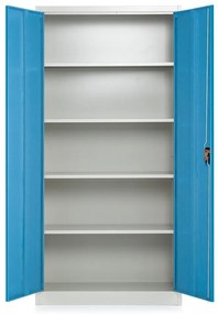 Dulap metalic universal, 90 x 40 x 185 cm, încuietoare cu cilindru, albastru - ral 5012