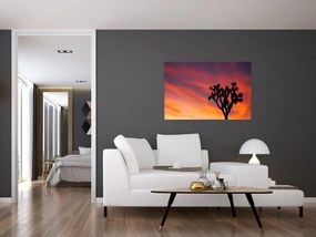 Tablou apus de soare deasupra siluetei unui copac (90x60 cm)