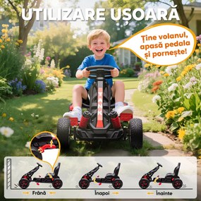 AIYAPLAY Kart cu pedale pentru copii 3-6 ani, max. 50 kg, cu suport pentru pahare și roți EVA antiderapante, roșu | Aosom Romania