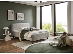 Pat matrimonial bej tapițat cu spațiu de depozitare cu somieră 140x200 cm Primo – Meise Möbel