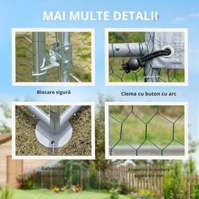 PawHut Coteț pentru Găini din Metal cu Copertină Impermeabilă și Rezistentă la UV, 3x3,4x1,9 m, Argintiu | Aosom Romania