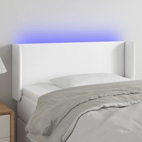 3123029 vidaXL Tăblie de pat cu LED, alb, 83x16x78/88 cm, piele ecologică