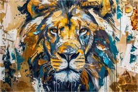 Tablou - pictură în ulei abstractă cu leu (90x60 cm)