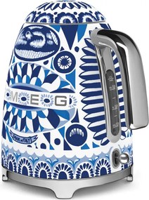 Cana electrica SMEG Dolce & Gabbana KLF03DGBEU, 2400 W, 1,7 l, Baza rotativa la 360°, Finisaj lucios, Albastru mediteranean