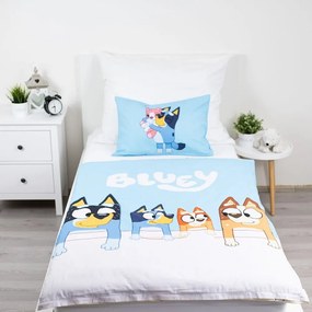 Lenjerie de pat pentru copii albastră din bumbac pentru pătuț 100x135 cm Bluey – Jerry Fabrics