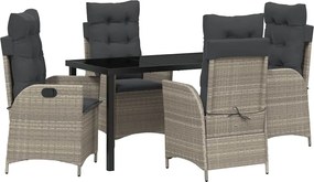 vidaXL Set de masă pentru grădină cu pernă 5 pcs Gri deschis poliratan