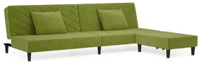 3081835 vidaXL Canapea pat cu 2 perne&taburet, 2 locuri verde deschis, catifea